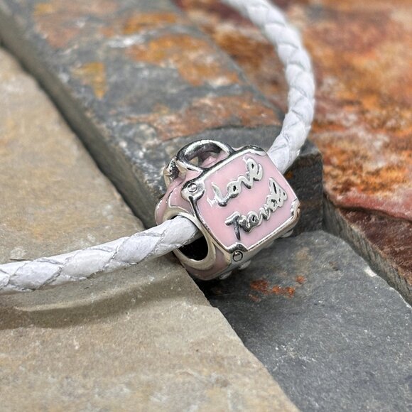 Pink Suitcase Love Travel Bracelet Charm Bead -S925 Sterling Silver Fits Pandora - Picture 5 of 5